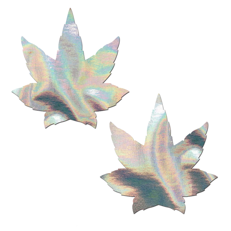 Indica Pot Leaf: Holographic Weed Nipple Pasties by Pastease®