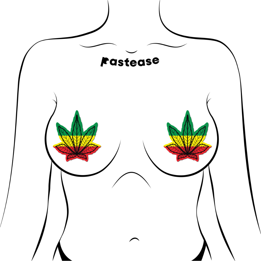 Indica Pot Leaf: Rasta Weed Nipple Pasties by Pastease® o/s