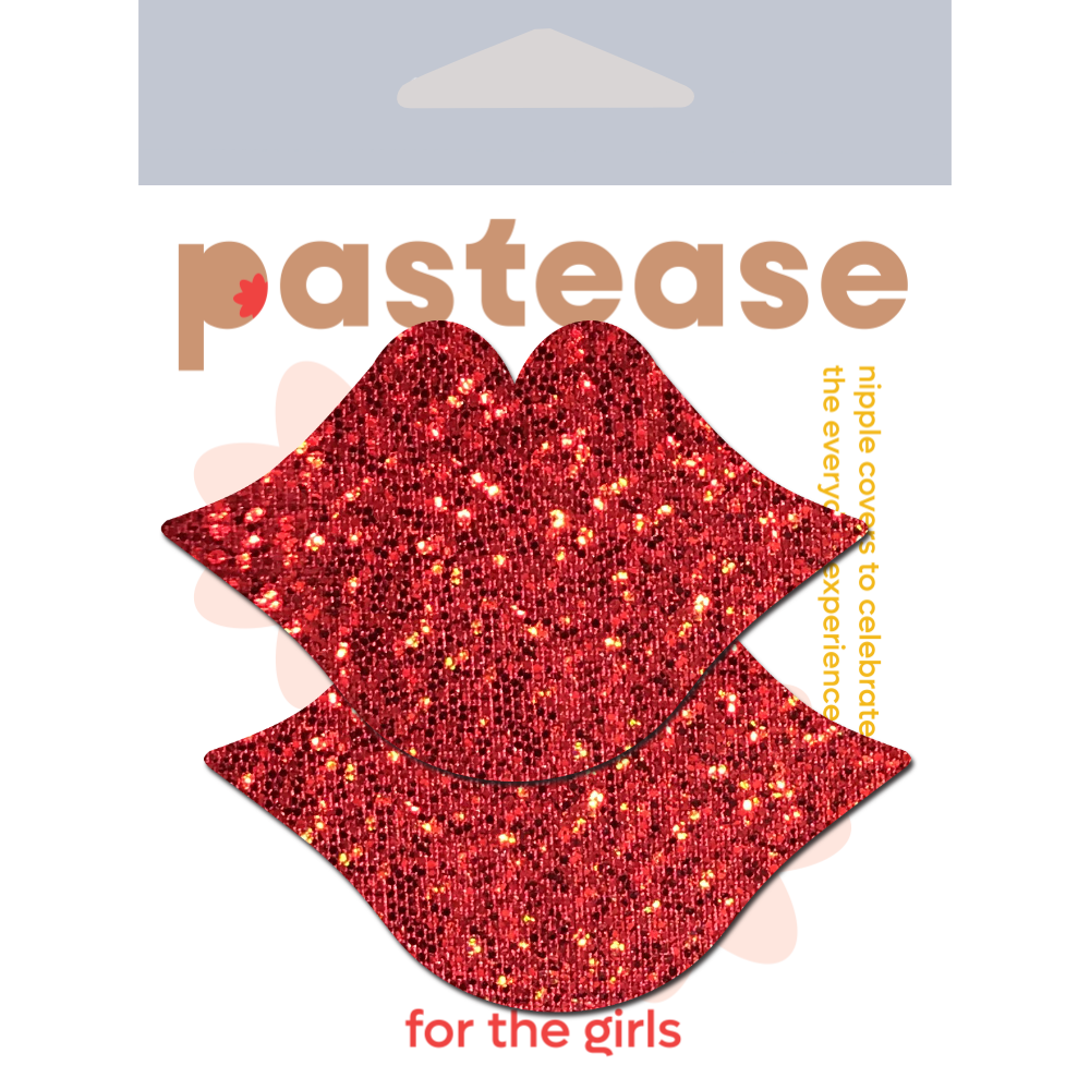 Kisses: Red Glittering Lip Nipple Pasties by Pastease®