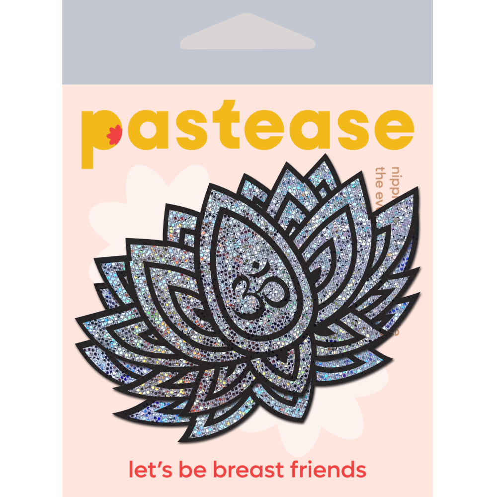 Lotus: Glitter Silver Ohm Lotus Nipple Pasties by Pastease®