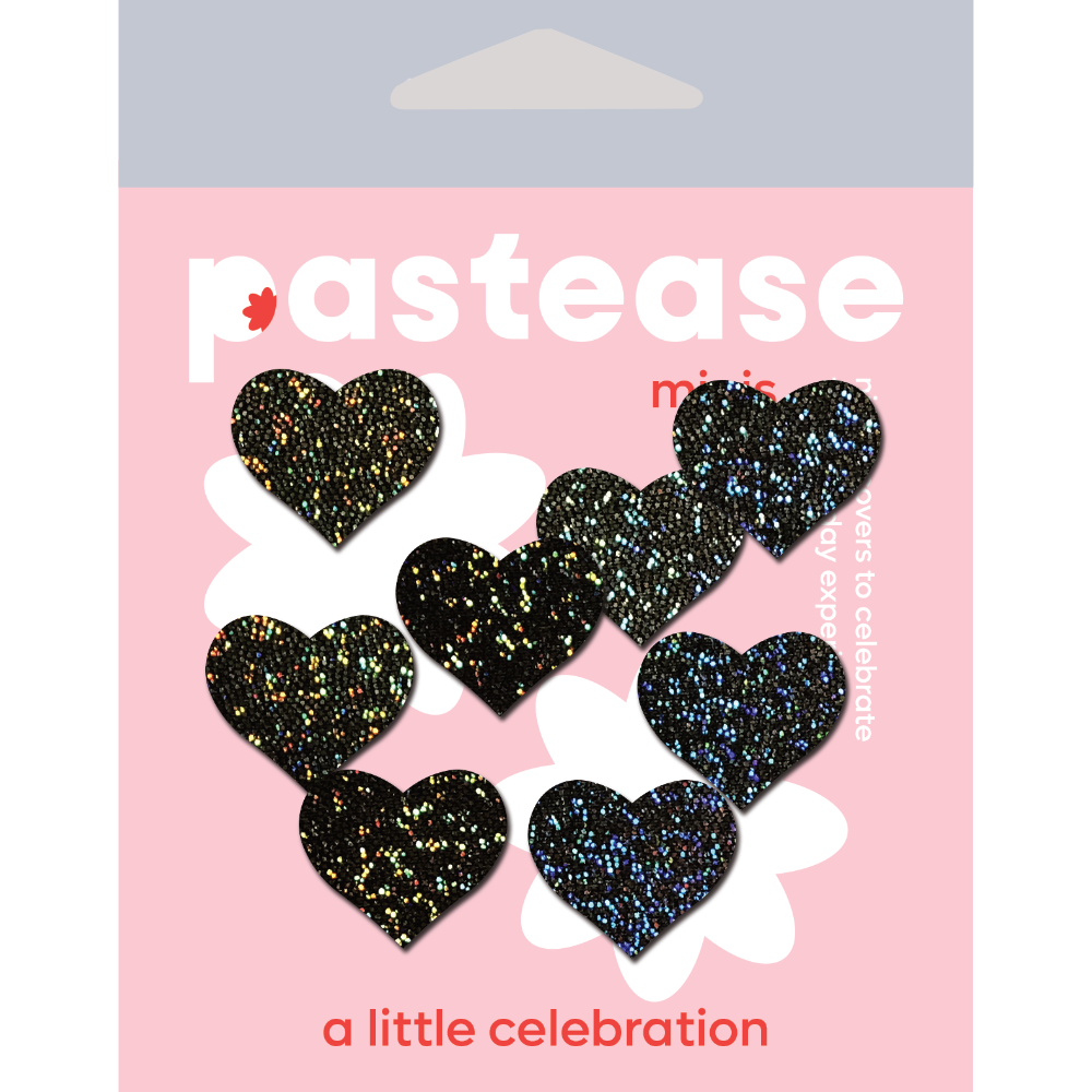 Body Minis: 10 Mini Black Glitter Hearts Nipple & Body Pasties by Pastease®