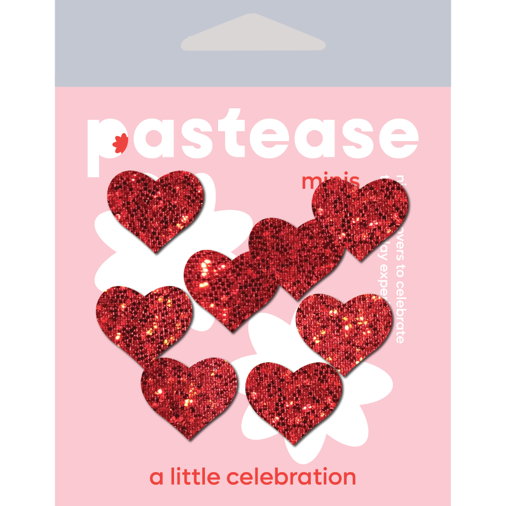 Body Minis: 10 Mini Red Glitter Hearts Nipple & Body Pasties by Pastease®