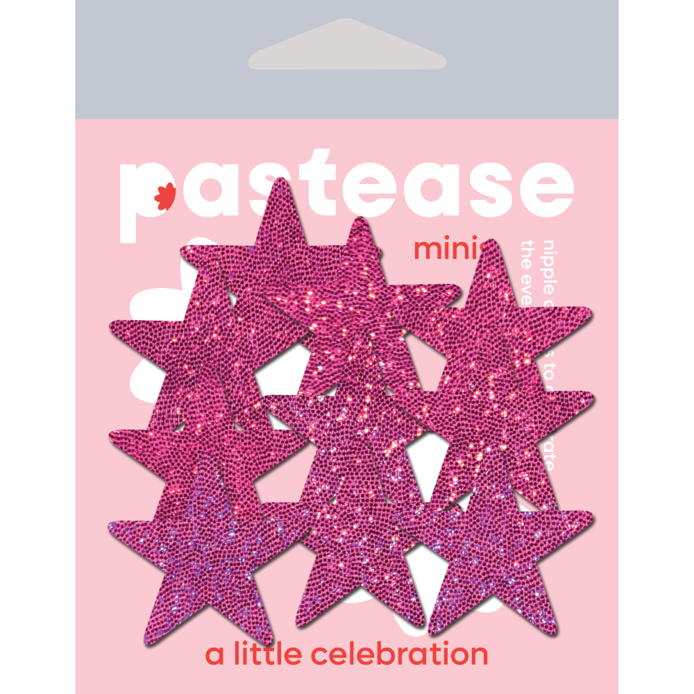 Body Minis: 10 Mini Hot Pink Glitter Stars Nipple & Body Pasties by Pastease® o/s