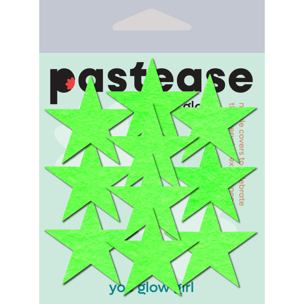 Body Minis: 10 Mini Glow-In-The-Dark Stars Nipple & Body Pasties by Pastease® o/s