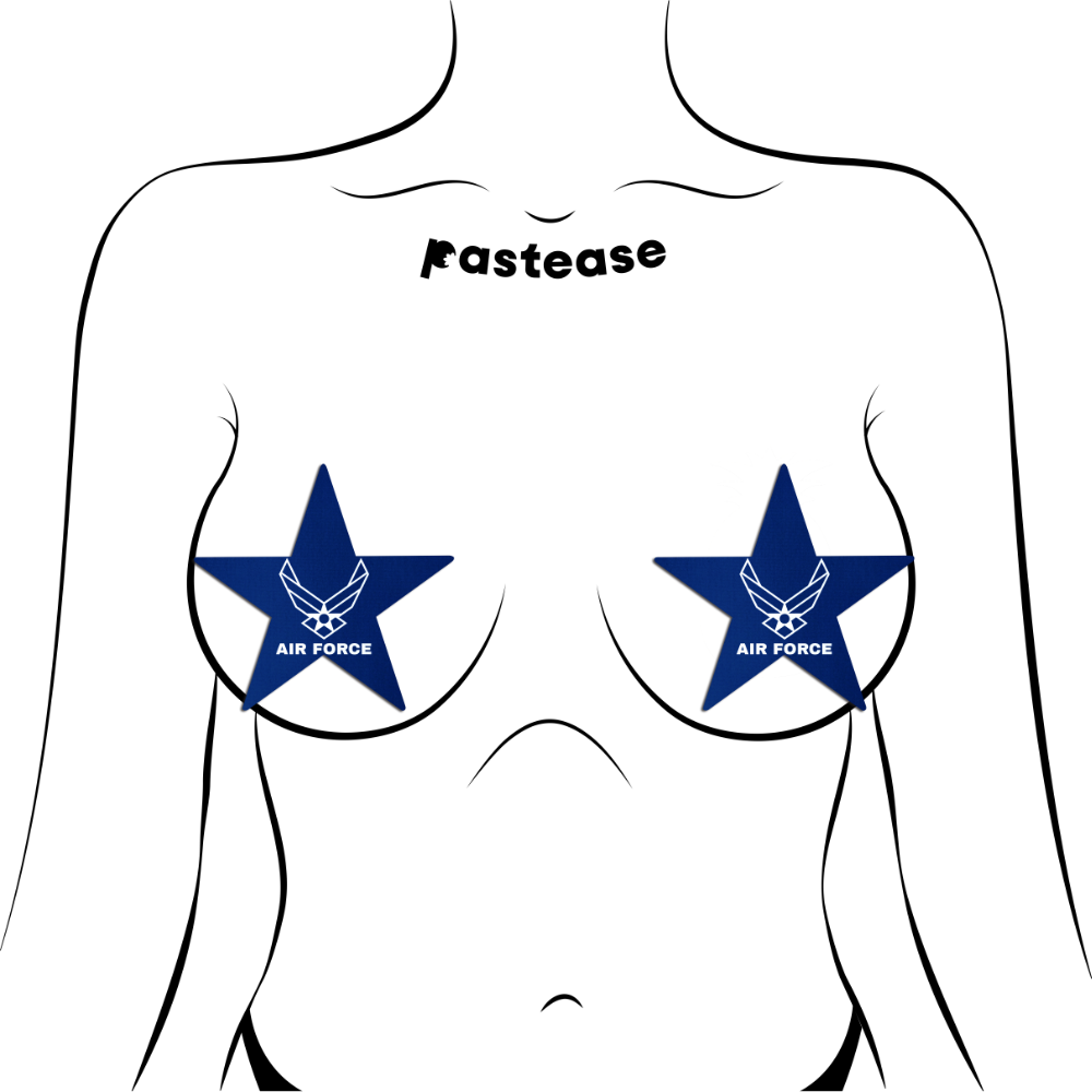 Nautical Star: Military Airforce Insignia White on Blue Nipple Pasties by Pastease®