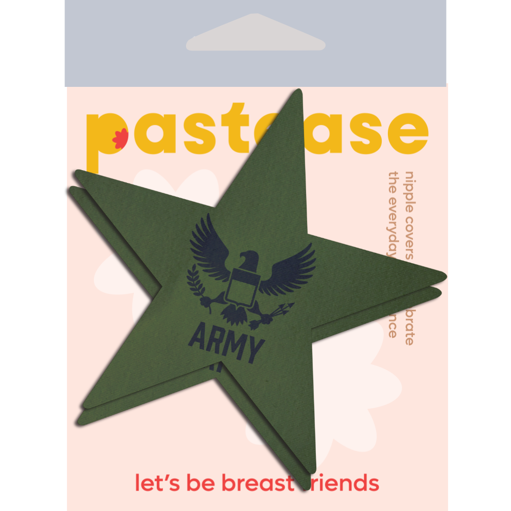 Nautical Star: Military US Army Insignia Black on Green Nipple Pasties by Pastease®