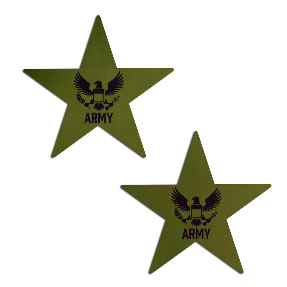 Nautical Star: Military US Army Insignia Black on Green Nipple Pasties by Pastease®