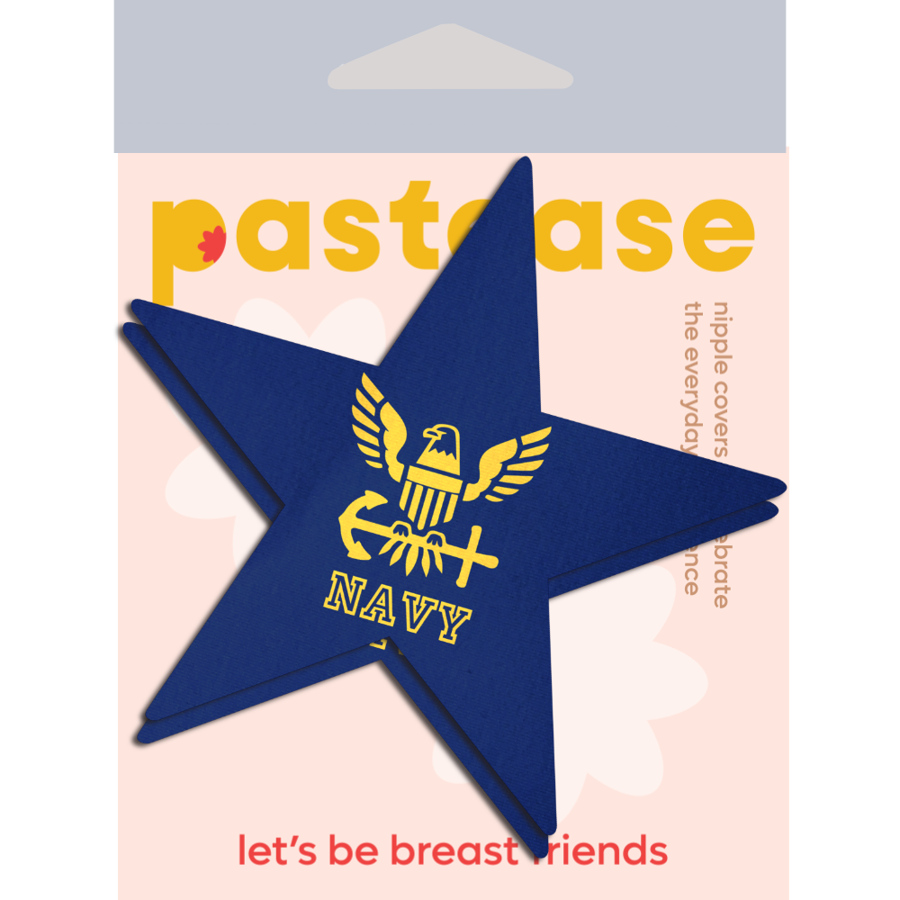 Nautical Star: Military US Navy Insignia Yellow on Blue Nipple Pasties by Pastease®