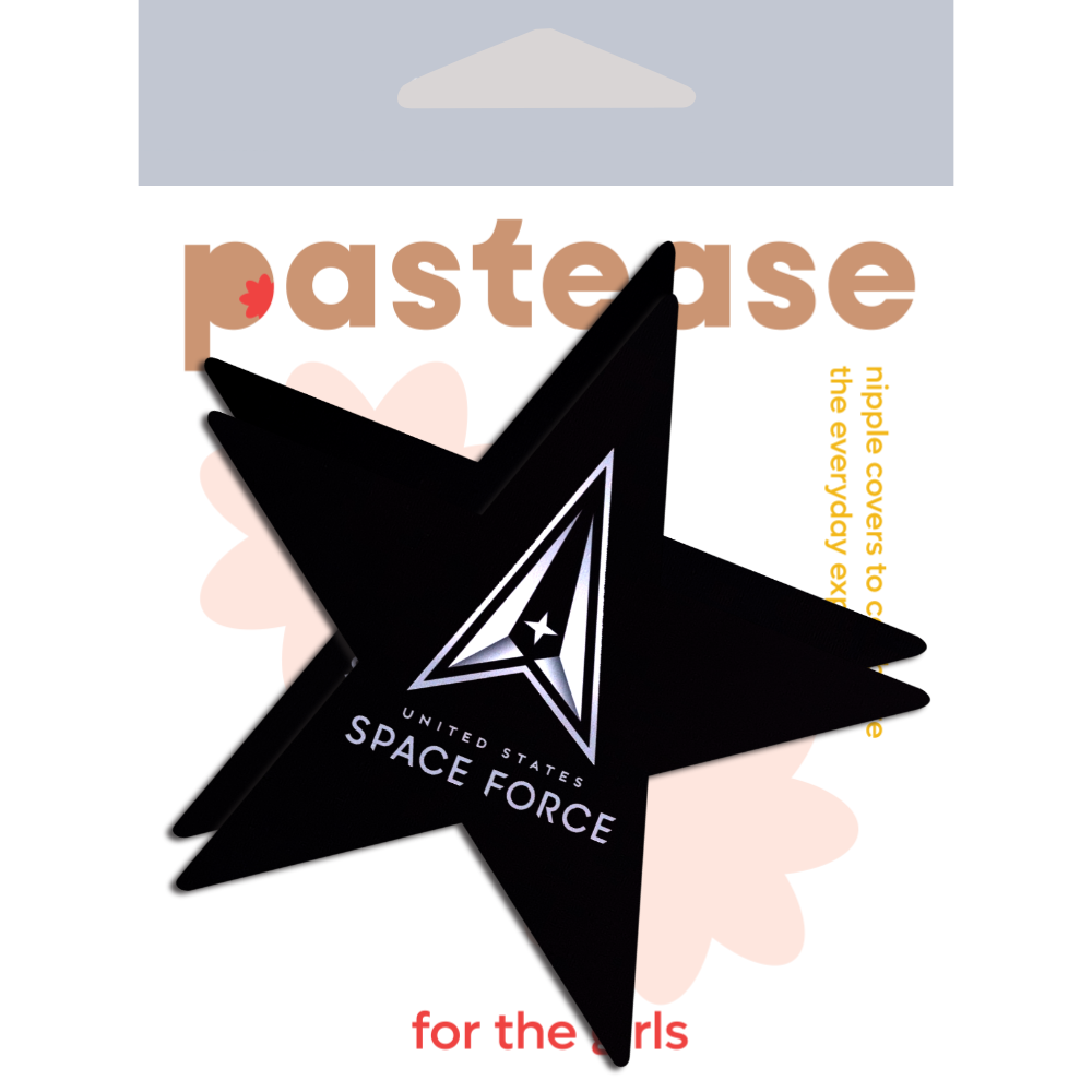 Nautical Star: Military US Space Force Insignia on Black Nipple Pasties by Pastease®