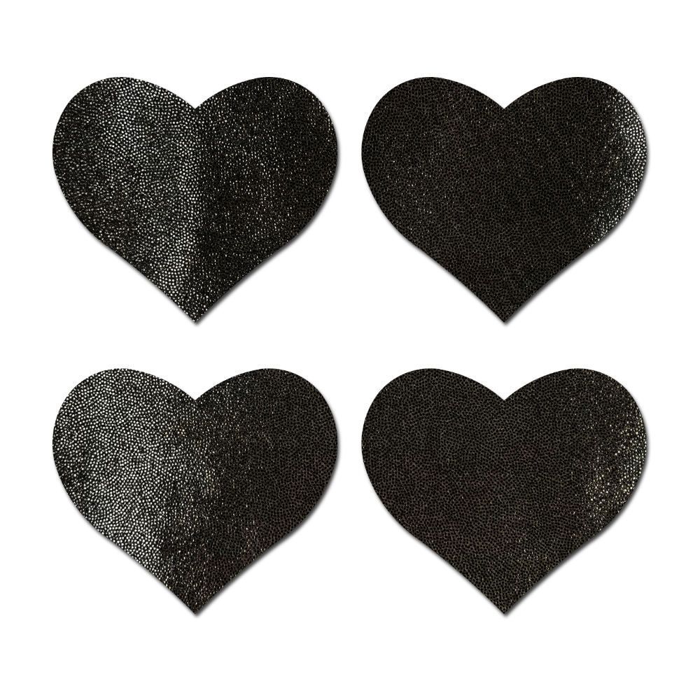 Petites: Two-Pair Small Liquid Black Hearts  Nipple Pasties by PasteaseĀ® o/s