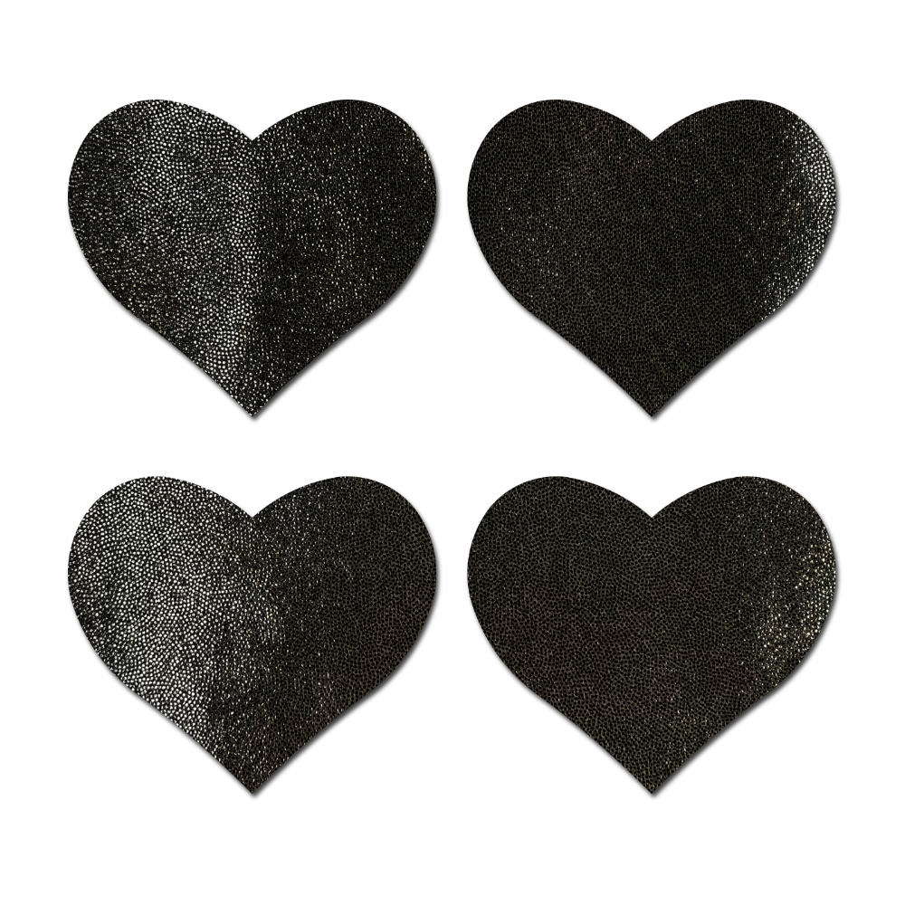 Petites: Two-Pair Small Liquid Black Hearts  Nipple Pasties by Pastease® o/s