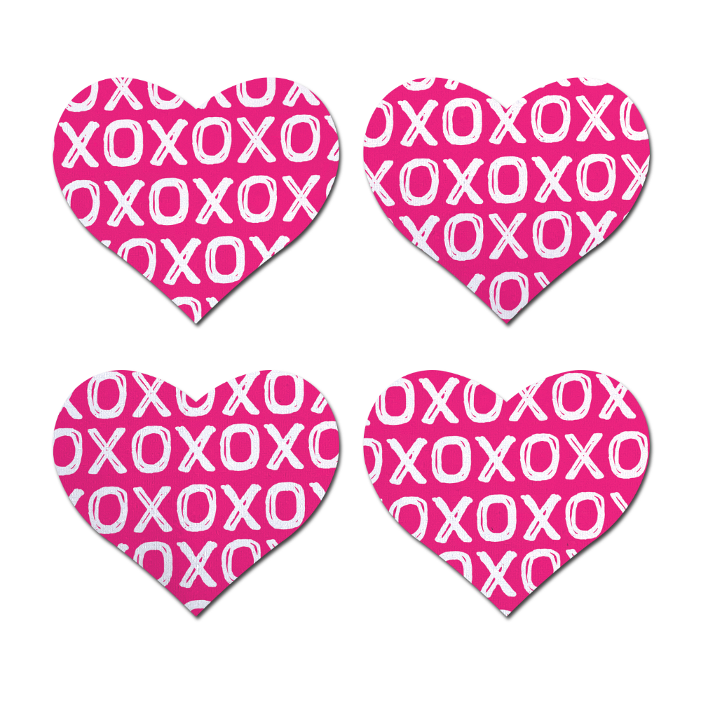 Petites: Two-Pair Small XO Pattern Pink Hearts Nipple Pasties by Pastease®