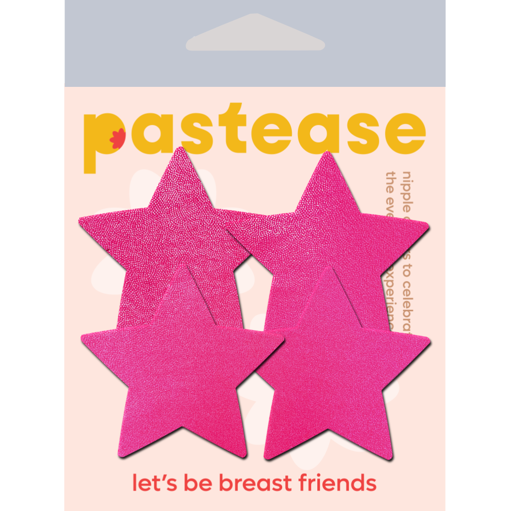 Petites: Two-Pair of Small Neon Pink Star Nipple Pasties by Pastease® o/s