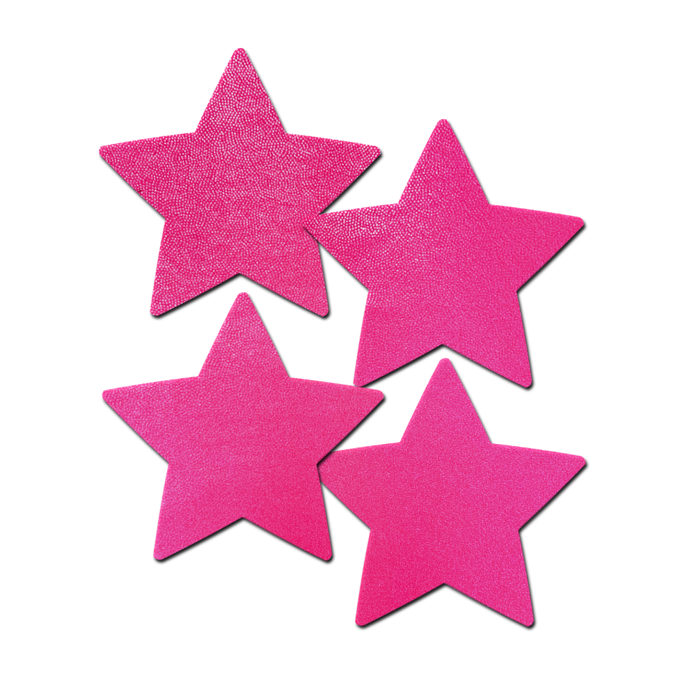 Petites: Two-Pair of Small Neon Pink Star Nipple Pasties by Pastease® o/s