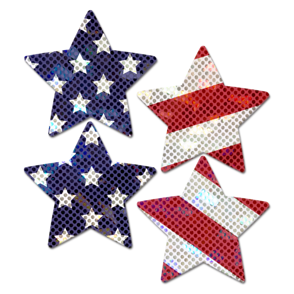 Petites: Two-Pair Small Glittering Stars & Stripes Star Nipple Pasties by PasteaseĀ®