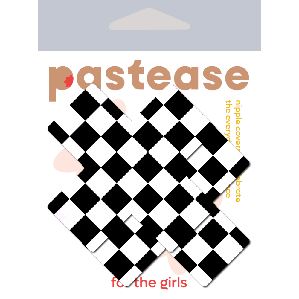 Plus X: Black & White Checker Cross Nipple Pasties by Pastease®