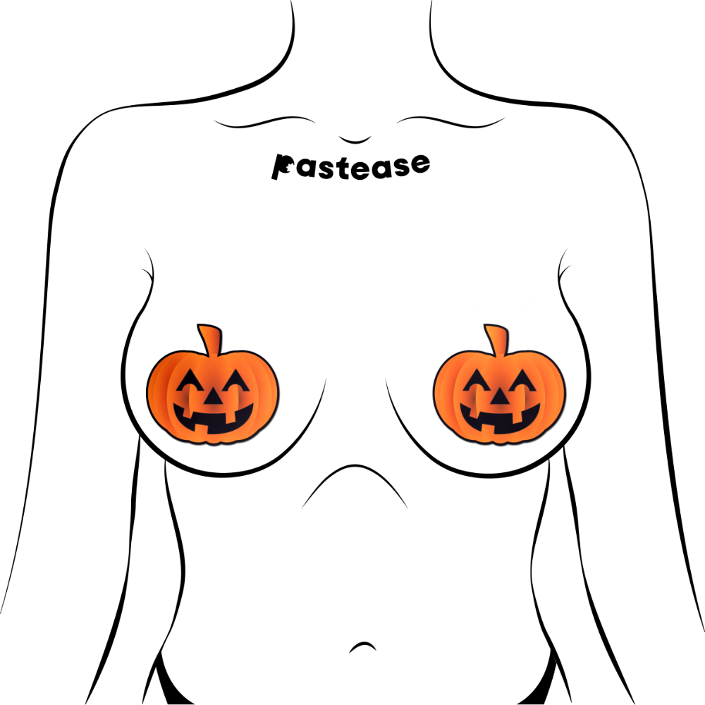 Pumpkin: Spooky Halloween Jack O' Lantern Nipple Pasties by Pastease® o/s