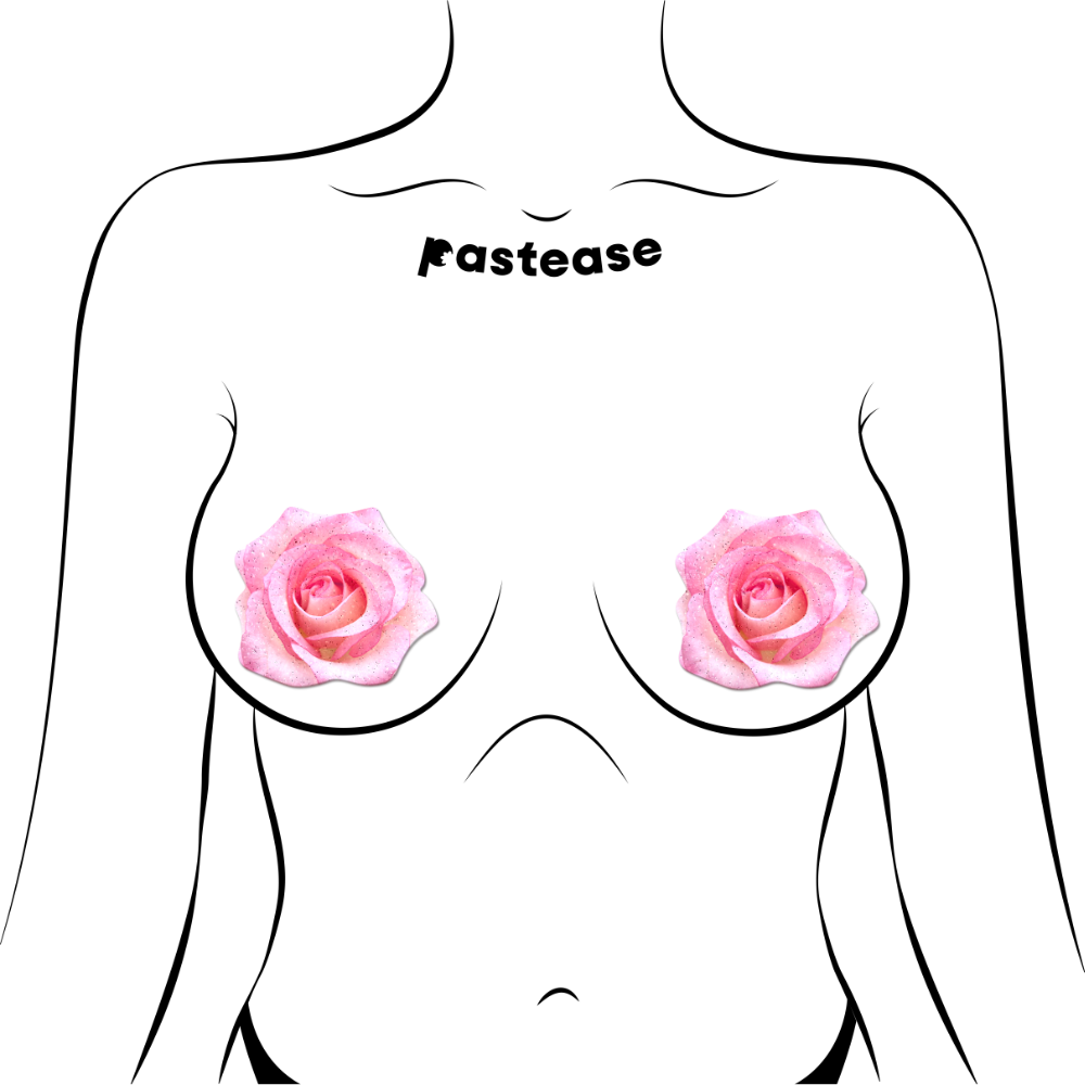 Rose: Glitter Velvet Blooming Rose Flower Nipple Pasties by Pastease®