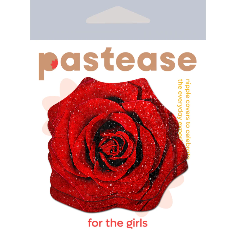 Rose: Glitter Velvet Blooming Rose Flower Nipple Pasties by Pastease®