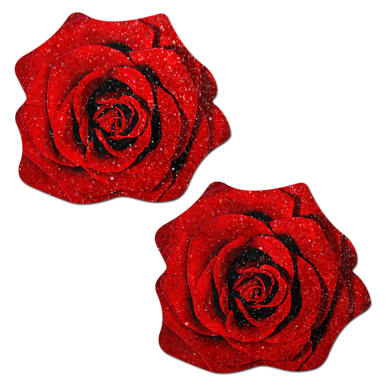 Rose: Glitter Velvet Blooming Rose Flower Nipple Pasties by Pastease®