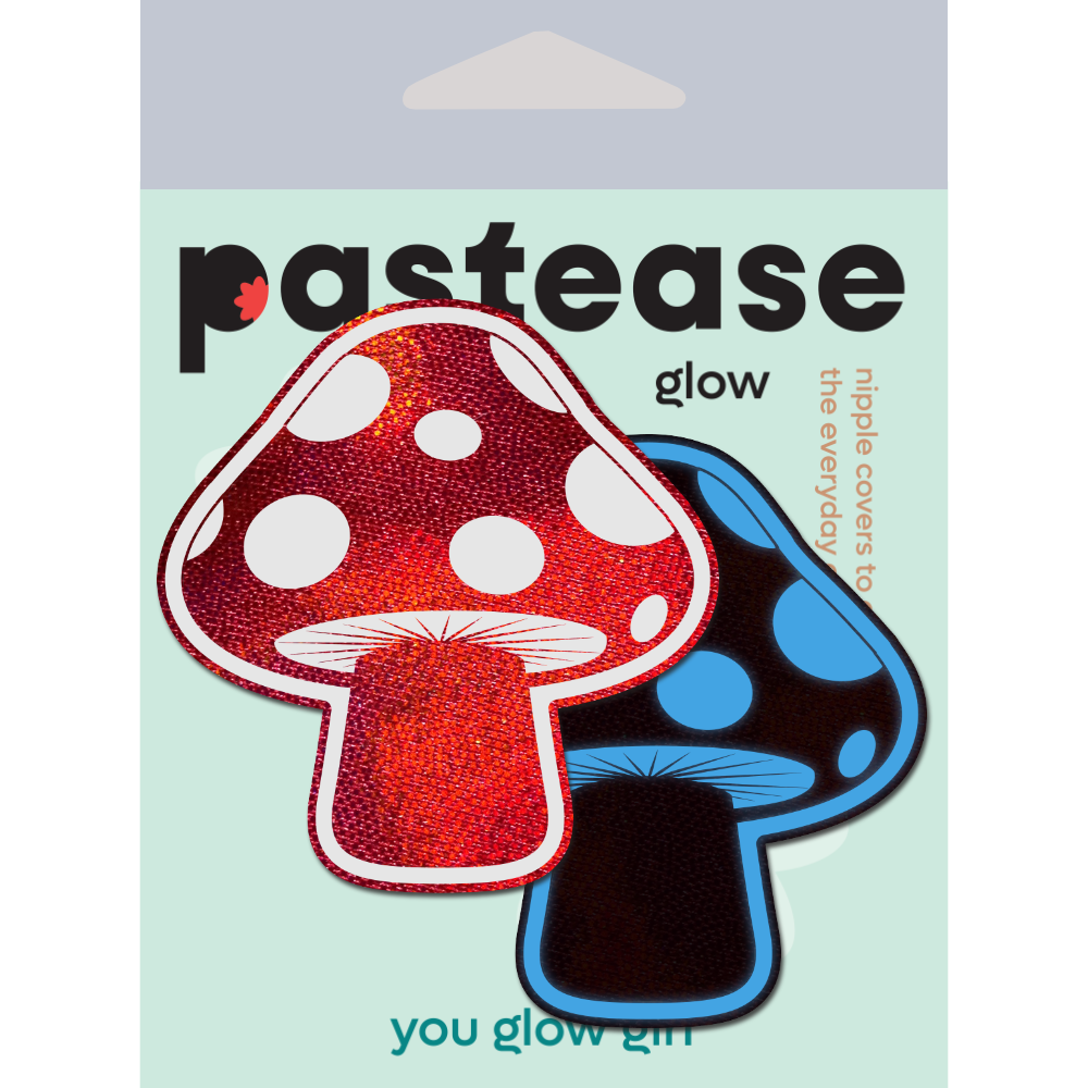 Mushroom: Shiny Red & White Glow-in-the-Dark Shroom Nipple Pasties by Pastease®