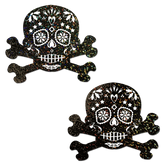Black Glitter Candy Skull & Crossbones Nipple Pasties by Pastease® o/s