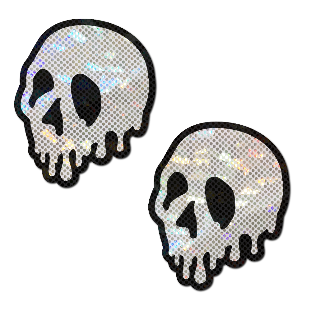 Skull Melt Pasties: Shattered Glass Drip Skull Nipple Covers by Pastease®