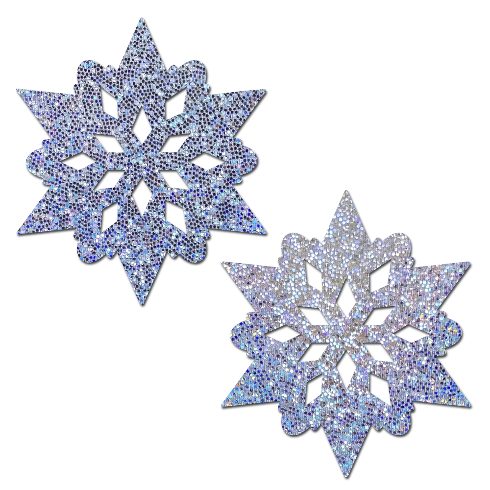 Snowflake Nipple Pasties - Glittery Silver