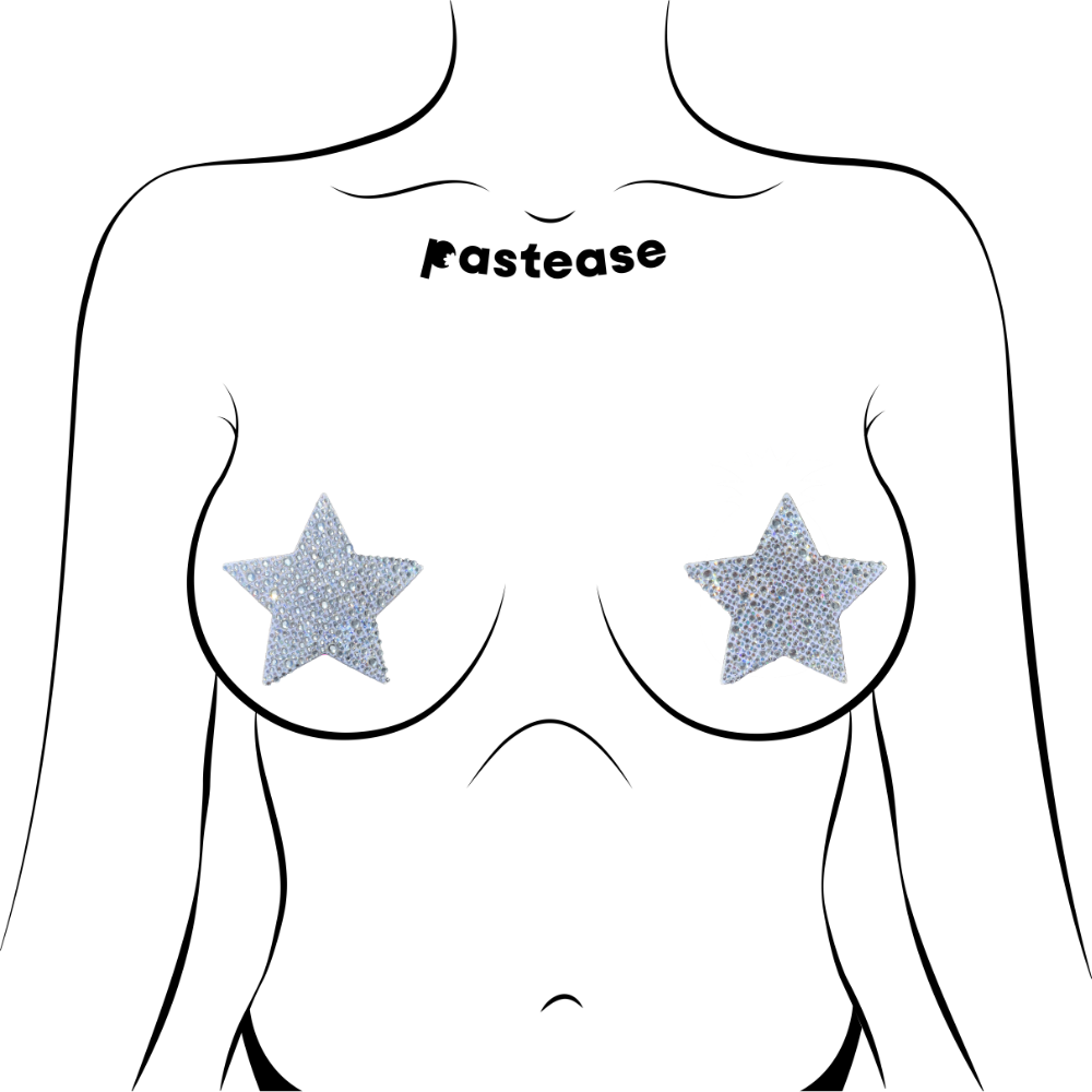 Star: Crystal Silver Nipple Pasties by Pastease®