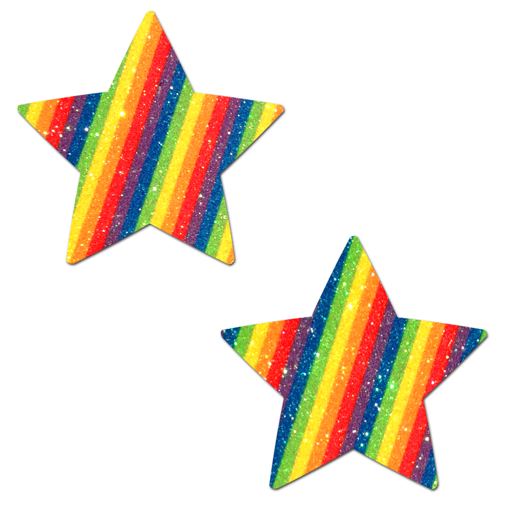 Star: Glittering Double Rainbow Star Nipple Pasties by Pastease®