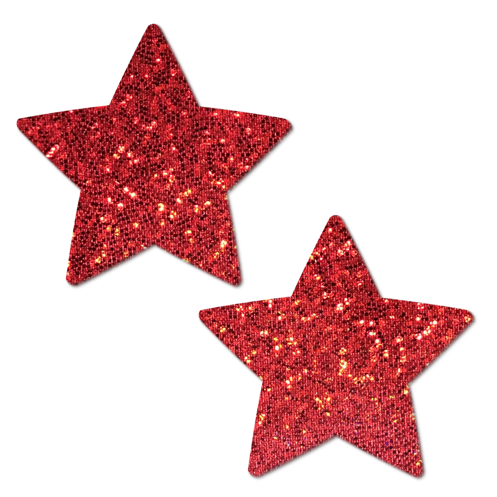 Star: Red Glitter Star Nipple Pasties by Pastease®