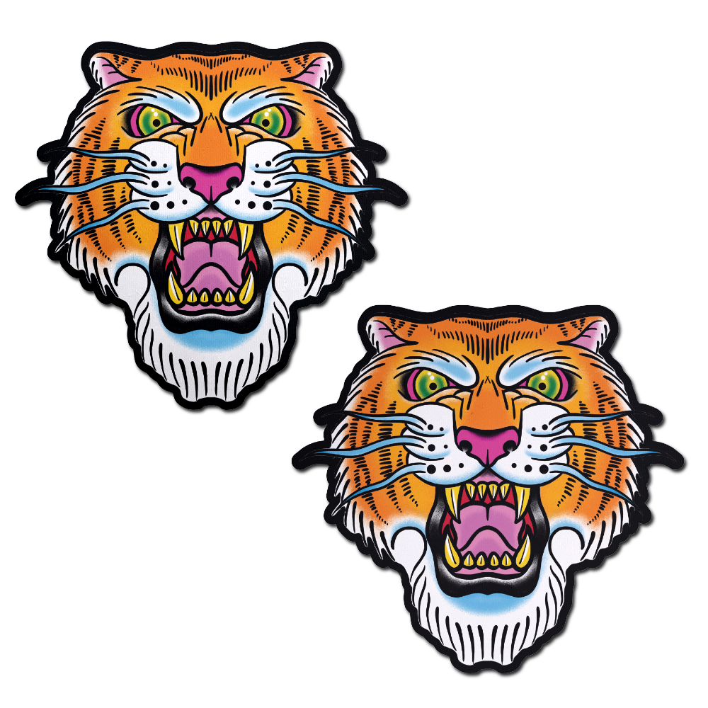 Tiger: Ferocious Tattoo Jungle Cat Diamond Thom™ Nipple Pasties by Pastease®