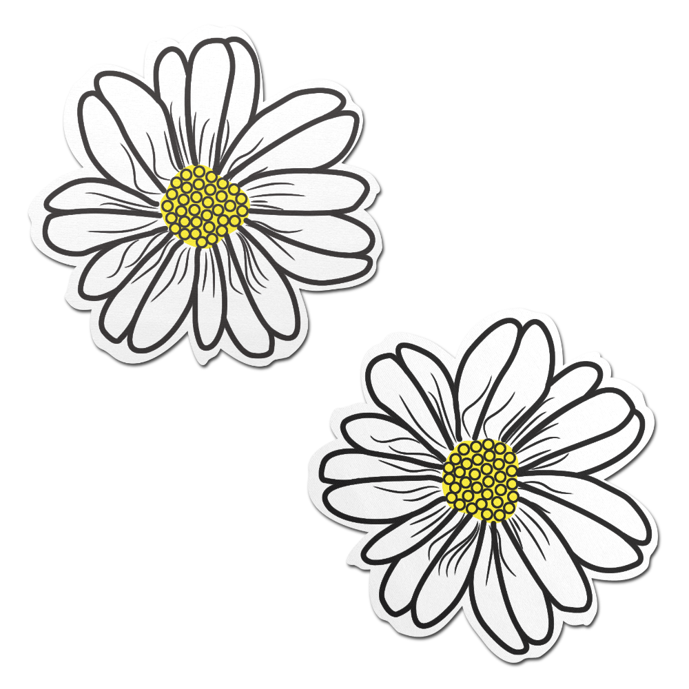Wildflower: White and Yellow with Black Flower Nipple Pasties by Paste