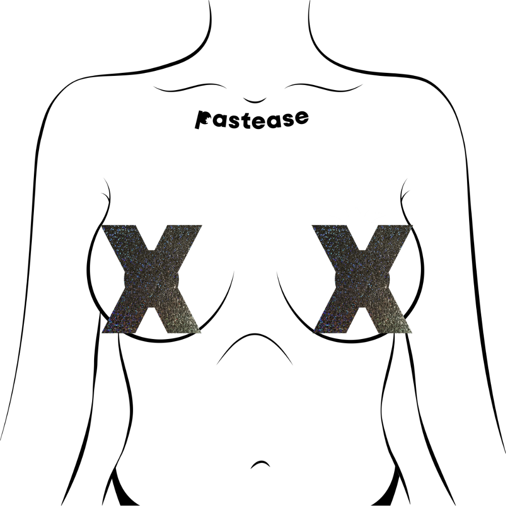 X: Black Glitter X Nipple Pasties by Pastease® o/s