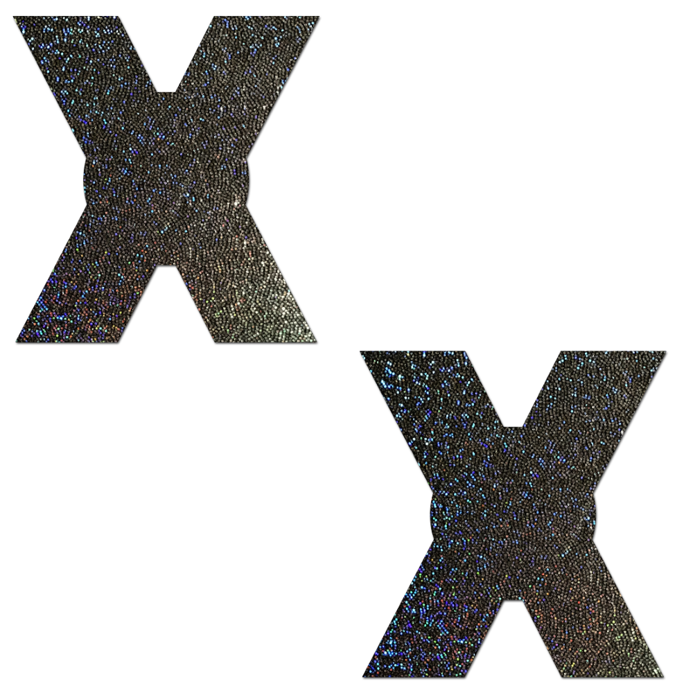 X: Black Glitter X Nipple Pasties by Pastease® o/s