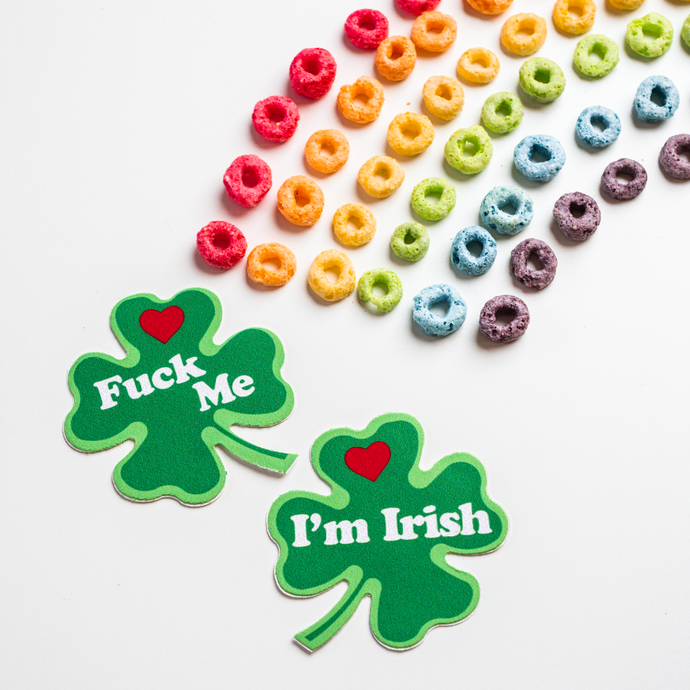 Four Leaf Clover: 'Fuck Me, I'm Irish' Lucky Green Shamrock Nipple Pasties by Pastease® o/s