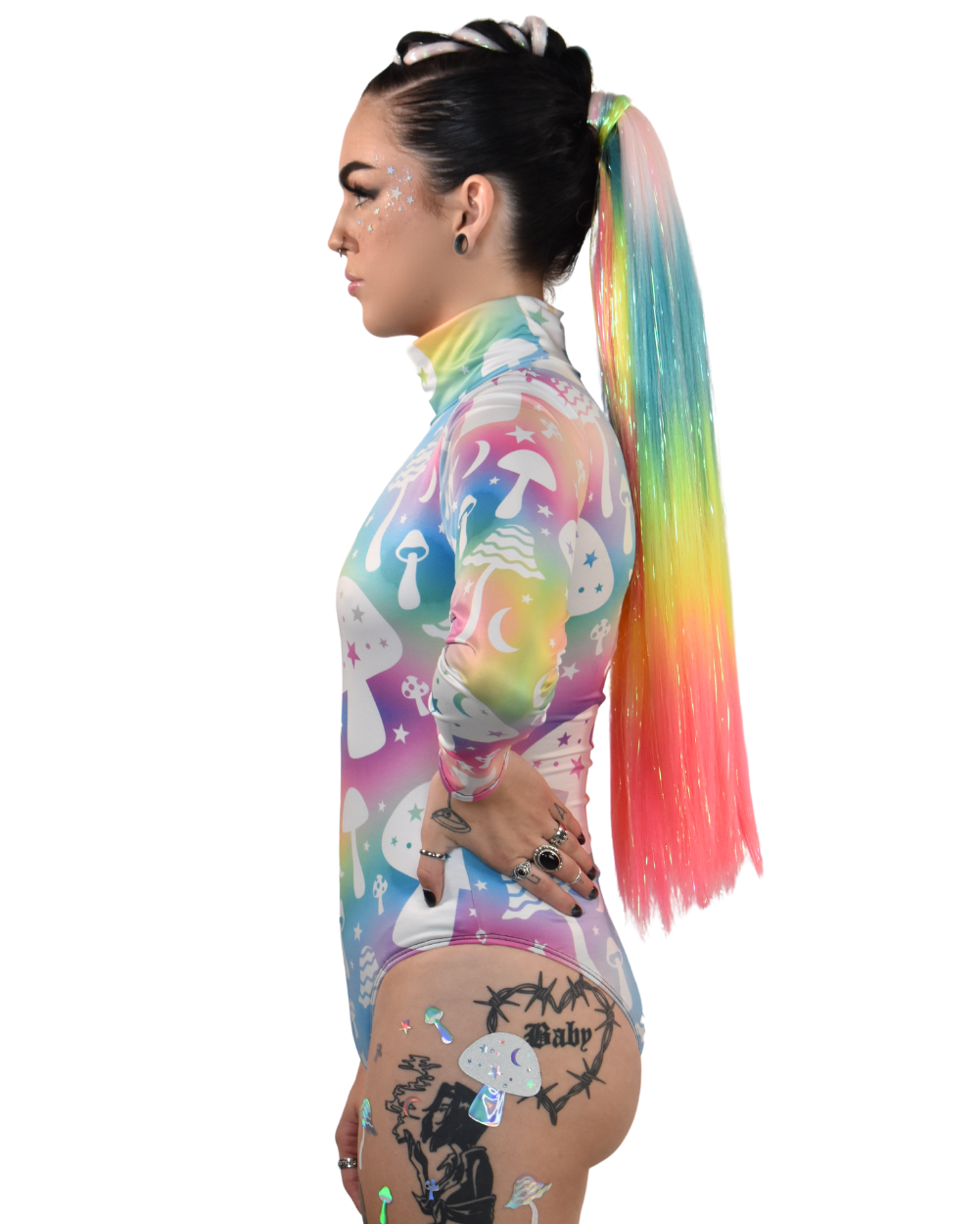 Stellar - Ombre Rainbow Ponytail Extension with Tinsel