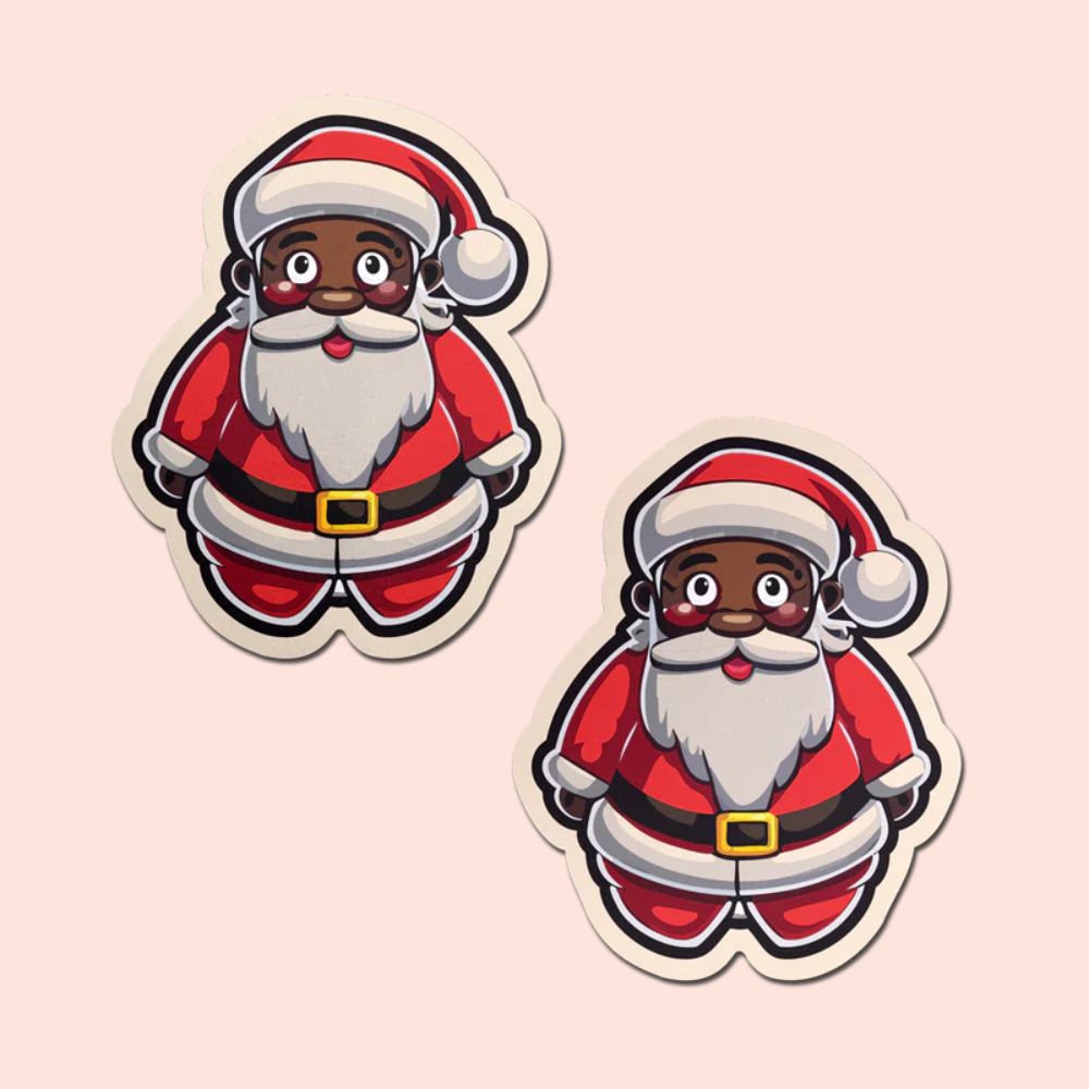 Santa: Black Jolly Saint Nick Breast Pasties by Pastease