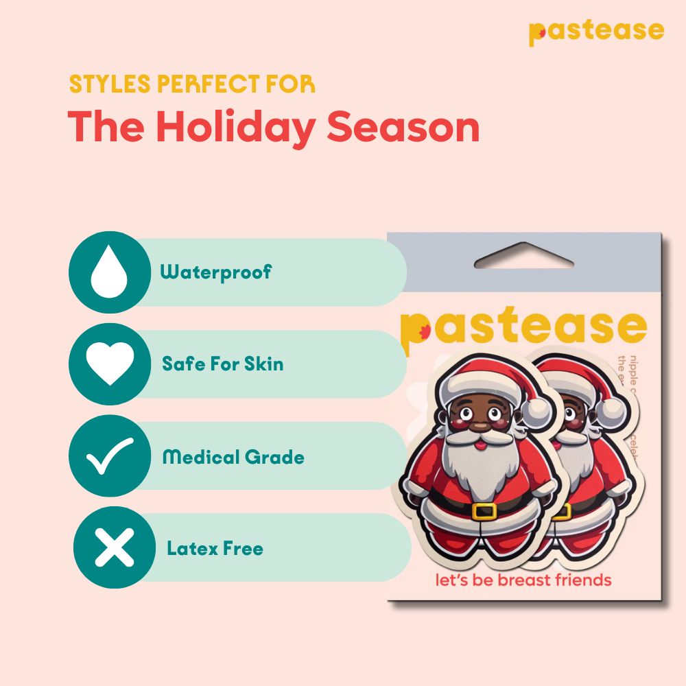 Santa: Black Jolly Saint Nick Breast Pasties by Pastease