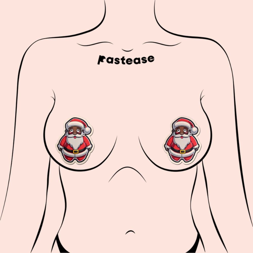 Santa: Black Jolly Saint Nick Breast Pasties by Pastease