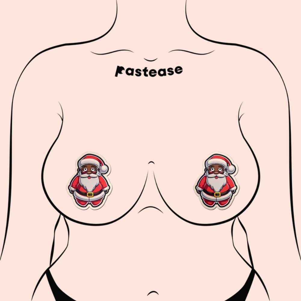 Santa: Black Jolly Saint Nick Breast Pasties by Pastease