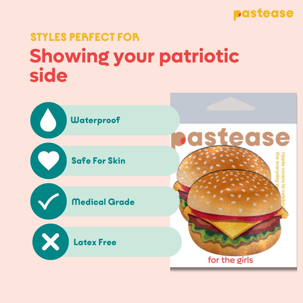 Burger: Delicious Cheeseburger Nipple Pasties by Pastease®