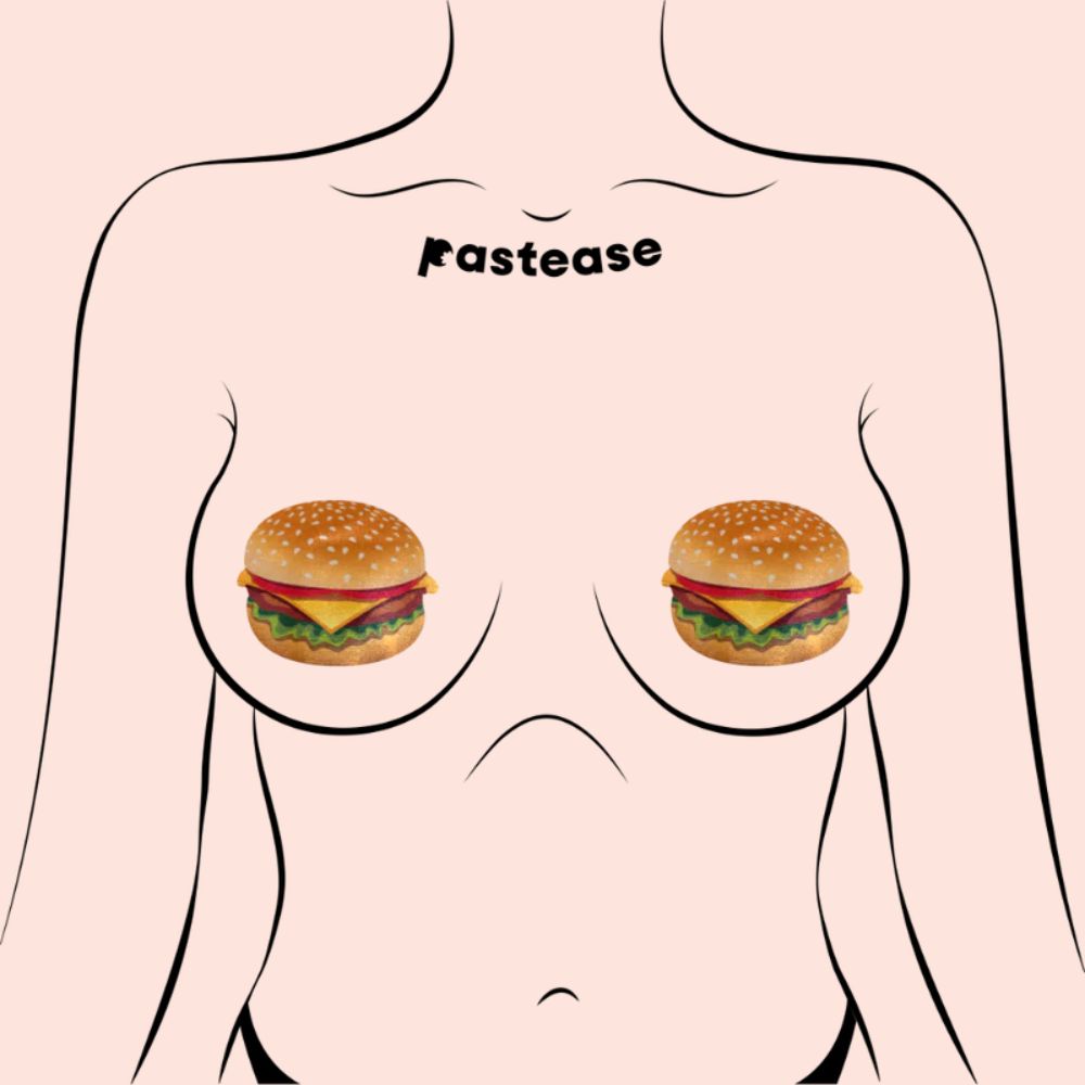 Burger: Delicious Cheeseburger Nipple Pasties by Pastease®