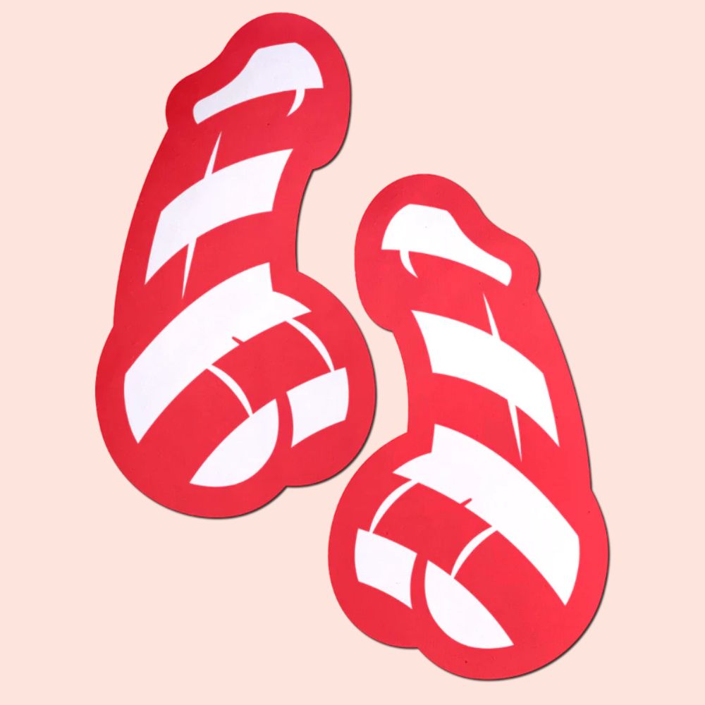 Penis: Red and White Stripe Candy Cane Dick Nipple Pasties by Pastease®