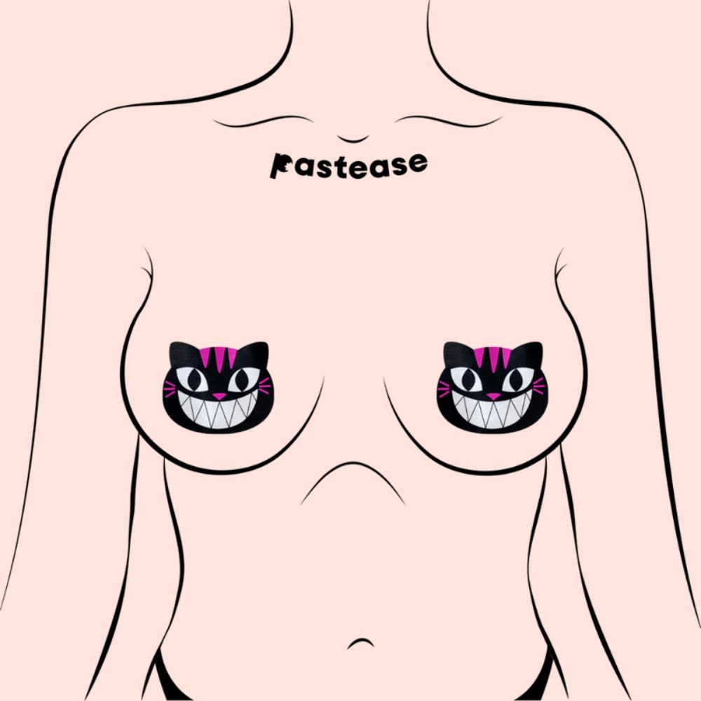 Kitty Cat: Black & Pink Chesire Kitty Cat Nipple Pasties by Pastease®