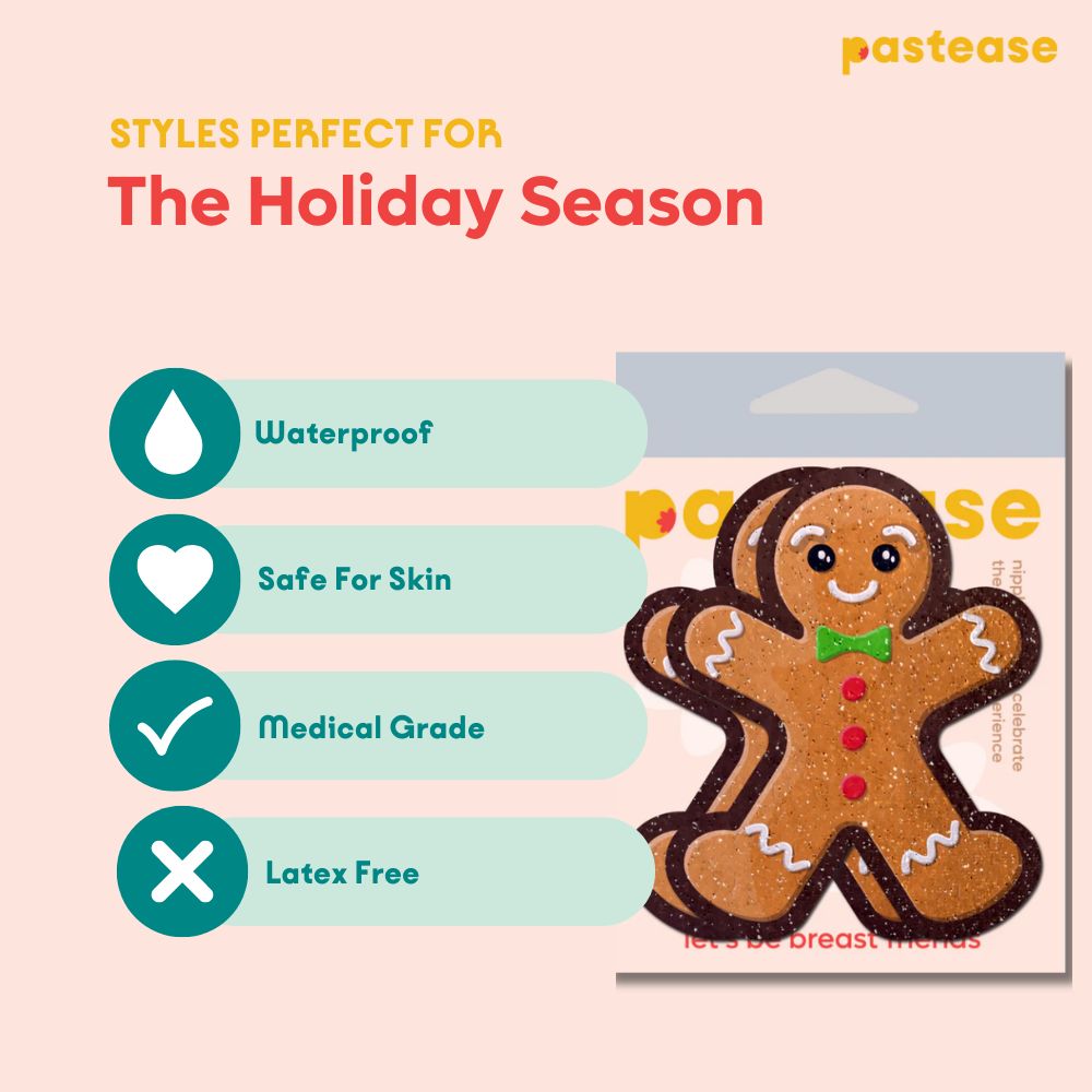 Gingerbread Man Woman Christmas Nipple Pasties by Pastease®