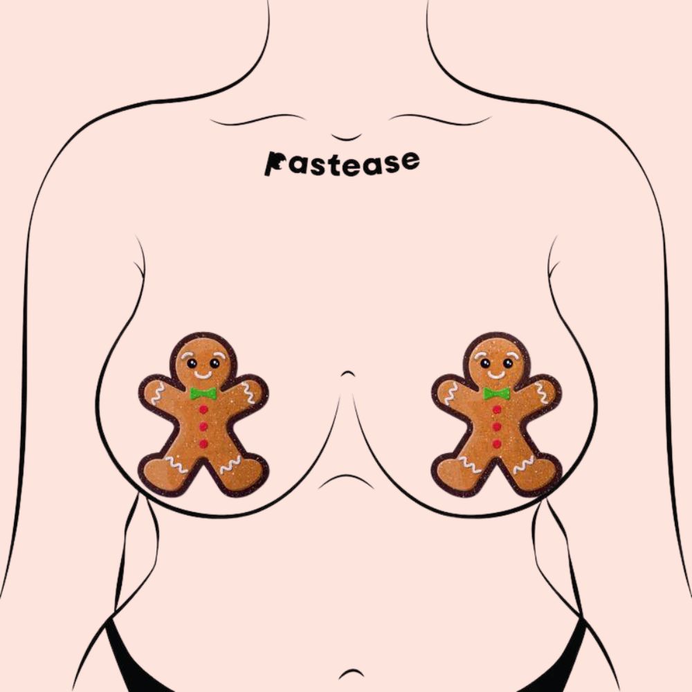 Gingerbread Man Woman Christmas Nipple Pasties by Pastease®