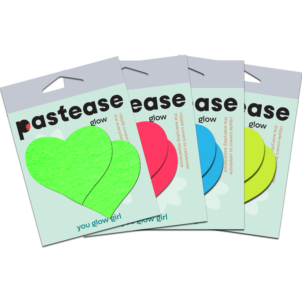 Love: Glow in the Dark Neon Heart Pasties Nipple Covers by Pastease®