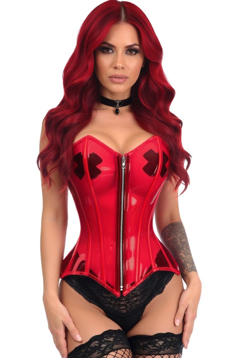 Lavish Clear Red Overbust Corset