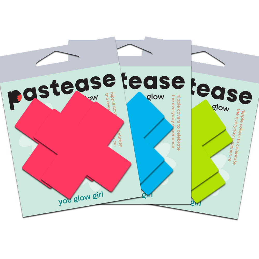 Plus X: Glow-in-the-Dark Neon Cross Pasties Nipple Covers by Pastease®